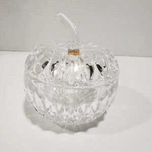Crystal Pumkin Jam  Jar/Sugar Bowl,Diamond Cut Pattern.